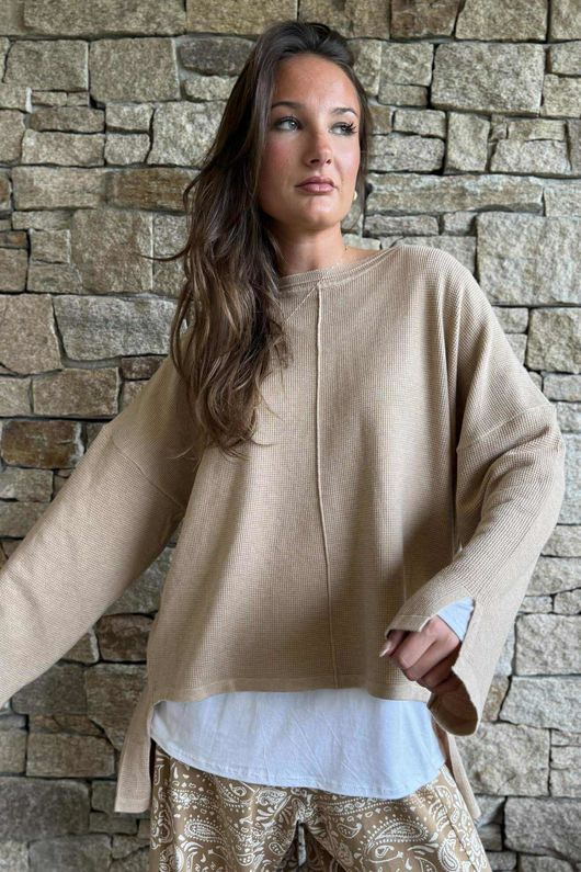 Frankie Waffle Box Knit Oatmeal /25=